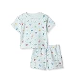 Amazon Essentials x Sofia Grainge Conjunto con Camiseta y Pantalones Cortos Niños, Pack de 2, Playa azul pálido, 12 meses