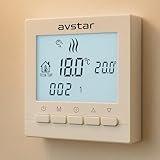 AVStar - Termostato Inteligente Digital programable para calefacción de calderas de Gas - Pantalla LCD para Facilidad de Control y programación (Blanco)