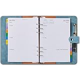 Agenda 2026 Semana Vista A5 Recargable, Planner Anual con Pestañas Mensual, Página para Note Contacto Contraseñas, Portabolígrafos, Tapa Blanda Cuero PU, Planificador Diario Organizador, Ene a Dic