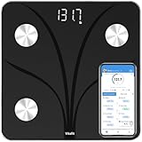 Vitafit Báscula Grasa Corporal, Pesaje de Fábrica Profesional desde 2001, Bascula de Baño Digital Sincronización de App 13 composición corporal que Incluye IMC, Grasa Corporal y Muscular, 182kg Negro
