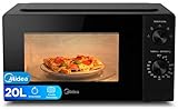 Midea Microondas 20 litros y 700 W de potencia | Microwave | Horno Microondas Negro de Sobremesa con Plato Giratorio, Función Descongelación, 5 Niveles de Potencia, Temporizador | Microondas sin grill