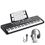 VEVOR 61 Teclas Piano de Teclado Digital Portátil 200 Tonos, 200 Ritmos con 60 Canciones de Demostración, Altavoces Duales Integrados, Auriculares, Micrófono y Pegatinas de Piano para Principiantes