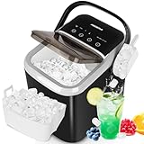 Aigostar Maquina de Hielo para Casa, 130W 1,5L Maquina de Hacer Hielo, 9 Hielos en 6-9 Mins, 14kg/24h, 2 Tamaños Cubitos, Falta de Agua & Cesto Lleno, Autolimpieza Ice Maker Machine, Negro