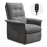 FLEXISPOT Sillón de Relax Eléctrico con Respaldo Ajustable, Reclinable de 105° a 155°, Sillon Reclinable, Sofá Relax Ergonómico Sillón para Dormitorio, Salón y Cine en casa (Gris Humo)