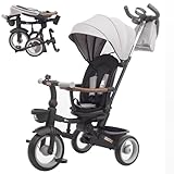 Twinly Triciclo Evolutivo Bebé Plegable 1-5 Años con Asiento Reclinable y Reversible – Acompaña el crecimiento del bebé, Freno y cinturón seguro de 5 puntos y barra de protección SAMI
