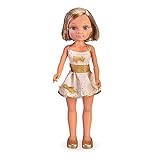 Nancy - Gold Exclusiva, muñeca Rubia con Pelo Corto y mechas Brillantes, Vestido Blanco con Detalles y Accesorios Dorados, para niños y niñas Desde 3 años, Famosa (NAC55000)
