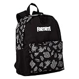Mochila Escolar Americana Fortnite Dark Black - Compartimento Principal y Bolsillo Frontal - Portaordenador e Interior Forrado - Tirantes Ergonómicos, Acolchados - 41 x 31 x 13.5 cm - Toybags