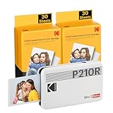 KODAK Mini 2 Retro 4PASS Impresora de Fotos Portátil (5,3x8,6cm) + Pack con 68 Hojas, Blanco