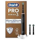 Oral-B Pro 3 Cepillo de Dientes Eléctrico Negro con Mango Recargable y 3 Cabezales, 3 Modos De Cepillado Con Modo Sensible, Temporizador, Diseñado por Braun, Regalos Originales para Mujer y Hombre
