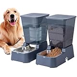 Dispensador automático de comida para perros y agua para perros, 5 L, dispensador de comida para gatos y gatos para perros medianos y grandes, gatos y otros animales (juego de 5 L, gris oscuro)