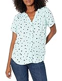 Amazon Essentials Blusa Tejida de Manga Corta y Corte Holgado Mujer, Azul Agua Amapola, L