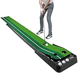 Asgens Golf Putting Trainer (3 Bolas Gratis), tapete de Golf de césped de Dos Colores con Pista de Retorno de Bola Gruesa y función automática.