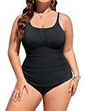 Tuopuda Bañadores Mujer Tallas Grandes Reductor Barriga Bañador Push up con Relleno Trajes de Baño Una Pieza Monokini Bañador Natacion Surf Swimwear para Playa Piscina L-4XL, Negro, XXL