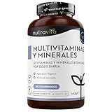 Nutravita Multivitaminas y Minerales- 365 Comprimidos Veganos - Complejo Vitamínico de 26 Activos Esenciales Vitamina C, D3, A, B, E y Minerales Yodo, Selenio, Calcio, Hierro, Zinc - Multivitamínico