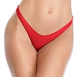 SHEKINI Traje de Baño para Mujer Bikini Pantalones de Baño Cintura Baja Brasileño Braguitas de Bikini Tanga Sexy Pantalones de Bikini de Playa (M, Rojo)
