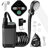 TAVADA Ducha Portatil Camping,Duchas Móviles,6000mAh Recargable Ducha Camper con Alcachofa de Ducha y Manguera,con Pantalla de Temperatura y Potencia para Camping Baño Mascotas Viajes jardín Coche