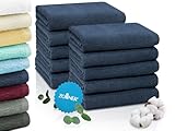 ZOLLNER Juego de 10 Toallas de Mano, azúl Marino, 50x100 cm, 100% algodón