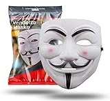 Máscara de Vendetta como Accesorio para Disfraz para Hombre, Mujer, niños y Adultos para Carnaval y Anonymous