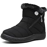 Botas de Nieve para Mujer Botines de Invierno Impermeable con Cremallera Forradas Calientes Boots Zapatos Outdoor Ultraligero Antideslizante,Negro 3,38 EU