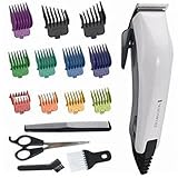 Remington Máquina de Cortar Pelo ColourCut - Cortapelos con Cable, Cuchillas de Acero Inoxidable, 9 Peines, Palanca Selección Longitud, 4 Accesorios: Tijeras, Peine, Cepillo Limpieza y Cuello - HC5035