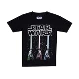 Star Wars Lightsabers Camiseta, Negro (Black Blk), 11-12 años para Niños