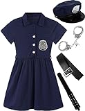 MOMBEBE COSLAND Disfraz de policía para niñas pequeñas Conjuntos de disfraces de policía de Halloween, 3-4 años
