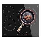 Cecotec Placa Vitrocerámica 3 Fuegos Bolero Squad V 3001 Max. Potencia Máxima 6200W, 9 Niveles de Potencia, Apagado Automático, Temporizador Individual, Control Táctil, Función KidBlock