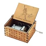Cuzit Greatest Hits Queen Freddie Mercury Caja de música tallada antigua con manivela de madera, caja musical de juguete
