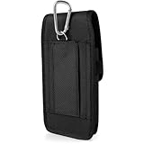 AFCJLTO Funda Móvil Cinturón, Bolsa Cinturon Universal para Teléfono Móvil con Clip, Estuche Soporte Cintura Vertical Hombre, para Acampar, Senderismo, Ciclismo (Color Negro,tamaño M)