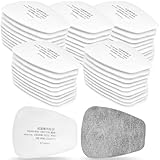 50 filtros respiradores de algodón, 5N11CN Filtro de partículas de repuesto de algodón, cartuchos de respirador, filtros para protector antipolvo, filtros de respirador, para protección de pintura