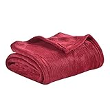 Mantas de Franela para Cama Queen Size Rojo - Suave y Ligera Felpa Fuzzy Cozy Luxury Blanket Microfibra (120x150cm,Red)