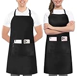 Utopia Kitchen - Pack de 2 delantales ajustables con 2 bolsillos - Delantal comercial para restaurante, hogar y cocina - Correa de cuello ajustable - Corbatas extra largas