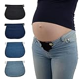 PFLYPF cinturón de mezclilla de 4 piezas, hebilla de extensión ajustable, cinturón de extensión de pantalón elástico para mujeres embarazadas, cinturón de extensión elástico para el embarazo