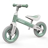 MHCYLION Bicicleta sin Pedales First Bike para Niños de 1,5 – 4 años hasta 25 Kg, Volante y Sillín de Altura Ajustable, Candado para Volante, Ultraligero para Niños y Niñas,Verde