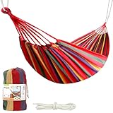 Aktive 52990 - Hamaca colgante de algodón para camping y jardín | Hamaca jardín exterior | Medidas 200x100 cm| Hasta 200 kg de capacidad de carga | Con bolsa de transporte