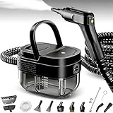 Vaporeta Limpieza Hogar 2500W, Depósito de Agua 1600ML, Mango Regulable en 3 Niveles, Alta Temperatura 105℃ y Presión 3Bar, Calentamiento Rápido 15s, 10 Accesorios, para Coche, Cocina (Negro)