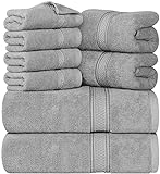 Utopia Towels - Juego de Toallas Premium de 8 Piezas; 2 Toallas de baño, 2 Toallas de Mano y 4 toallitas - Algodón - Calidad del Hotel, súper Suave y Altamente Absorbente (Gris frío)