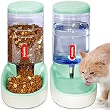 UniqueFit Pets Gatos Perros Riego automático y alimentador de Alimentos 3.8 L con 1 * dispensador de Agua y 1 * alimentador automático para Mascotas (C-Green)