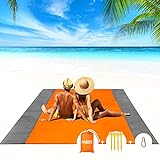 NABIYE Alfombras de Playa, 200 x 210 cm Manta de Playa Impermeable, Portátil Alfombras de Picnic con 4 Estaca Fijo para Playa, Acampar, Picnic y al Aire Libre