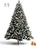 Árbol de Navidad artificial de 180 cm con nieve, árbol de Navidad con 800 puntas de PVC y soporte de metal, montaje rápido en 3 partes, para casa, oficina, tiendas, decoración navideña