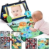 hahaland Juguetes Montessori 0 3 6 Meses Espejo Bebe, Tummy Time Bebe 0 a 6 Meses Recien Nacido, Libro Sensorial Plegable Blanco y Negro Juguetes Educativos
