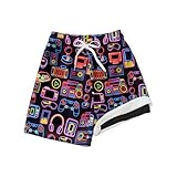 Bañador para niño con Estampado de Consola de Videojuegos y Auriculares, Pantalones Cortos de Playa para Adolescentes.