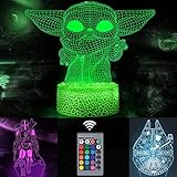 xocome Luz nocturna de Star Wars con ilusión 3D 3 patrones y 16 colores cambiantes apagado automático con toque inteligente y mando a distancia para la decoración del hogar Regalos
