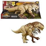 Mattel Jurassic World: El Renacer Rumble 'N Rampage Figura de acción de dinosaurio Distortus Rex de 56 cm con dos acciones de ataque, diseño fiel, juego digital, JJP79