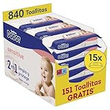 Dodot Toallitas Sensitive para Bebé, 15 Paquetes De 56 Unidades = 840 Toallitas, Óptima Protección para la Piel
