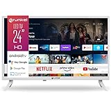 Grunkel - Televisor 24 Pulgadas Smart TV LED-2411GOOBLANCO -Pantalla Panel HD Ready, Wi-Fi y Smart TV. Bajo Consumo y Auto-Apagado - 24 Pulgadas (Android11Blanco)