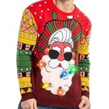 JOYIN Suéter Feo de Papá Noel para Hombre con Bombillas integradas para Fiestas de Navidad, Fiestas de Invierno, Fiestas de Año Nuevo - Multicolor - Large
