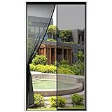 ENGROSAR Cortina Mosquitera Magnetica para Puerta Exterior de Balcón/Patio, 90x210CM, Se Cierra Automáticamente, Fácil Instalación sin Taladrar (Negro)