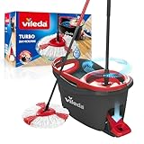 Vileda Turbo - Set de fregado con Cubo con Pedal - Palo telescópico 85-123 cm - Sistema de fregado de Suelos con escrruido Giratorio- Recambio de Microfibra 2 en 1 - Recambio sostenible