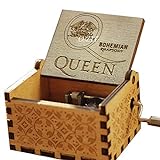 Cuzit Reina caja de música, Greatest Hits Queen BOHEMIAN RHAPSODY Antiguo Tallado Manivela de Madera Caja Musical de Madera Caja